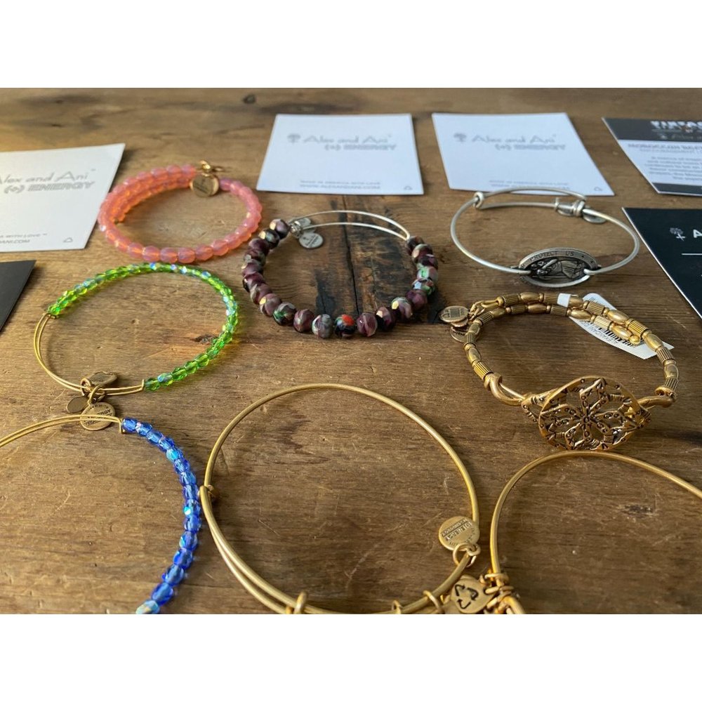 Lot of 14 Alex and Ani Bangle Bracelets Gold & Sil - Picture 6 of 7